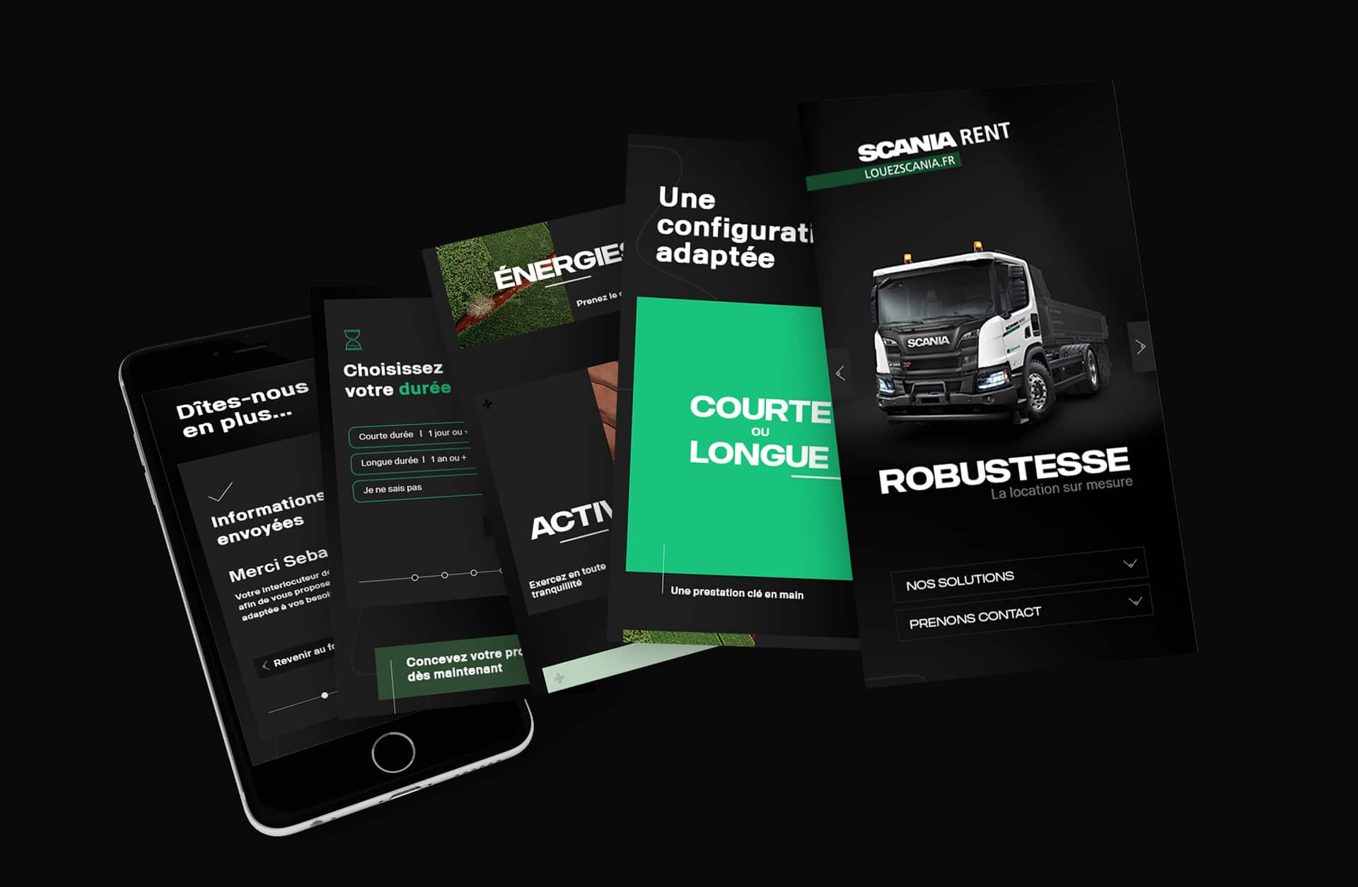 UI Design mobile de la landing page Scania Rent