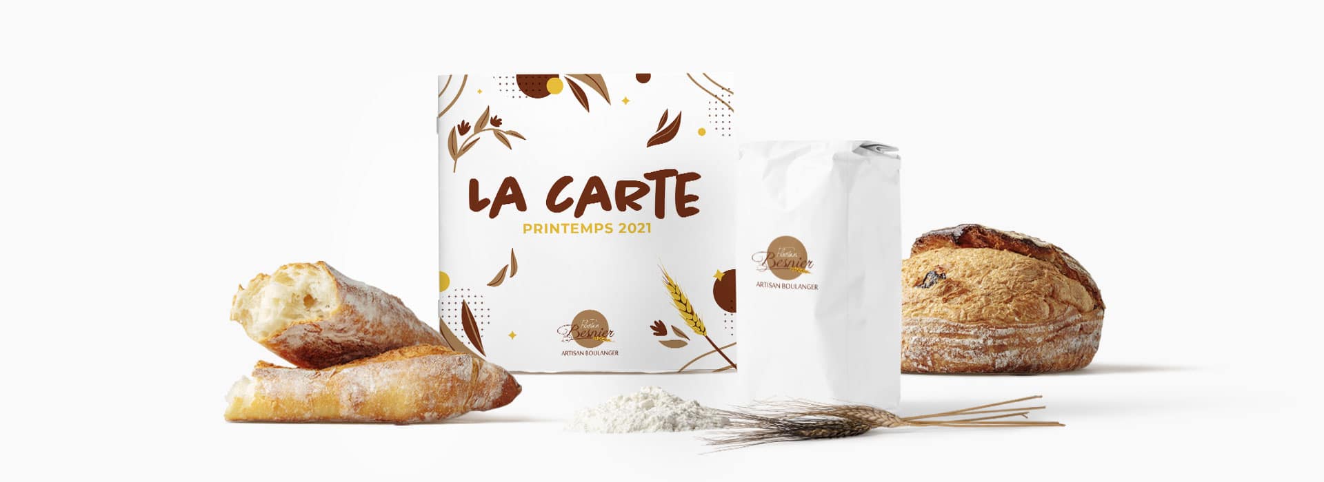 mise en scène de la carte printemps 2021 de Florian Besnier artisan boulanger