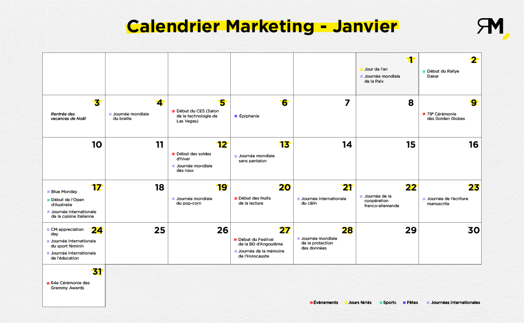 Exemple calendrier marketing