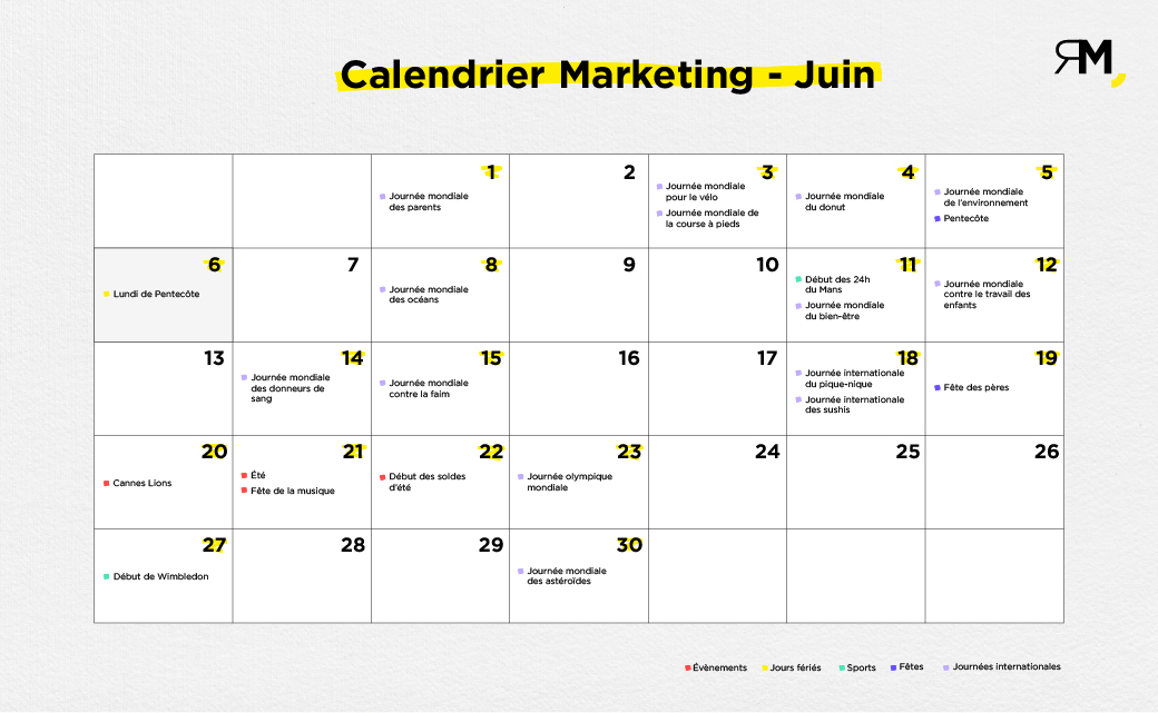 Exemple calendrier marketing