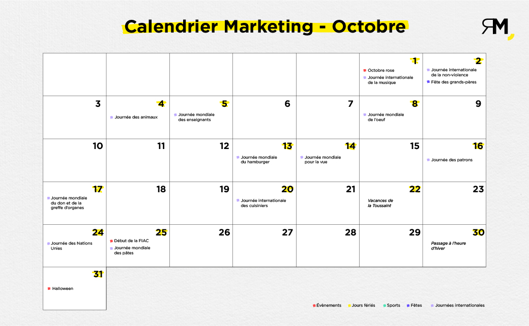Exemple calendrier marketing