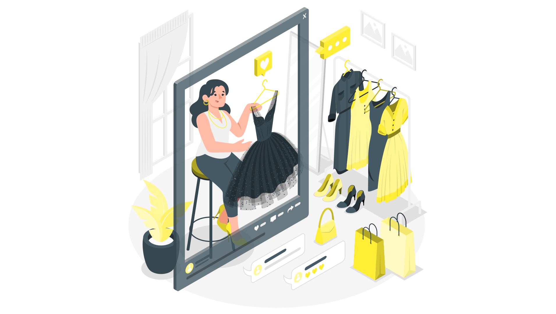 illustration de al digitalisation des commerces et notamment des boutiques de vetements