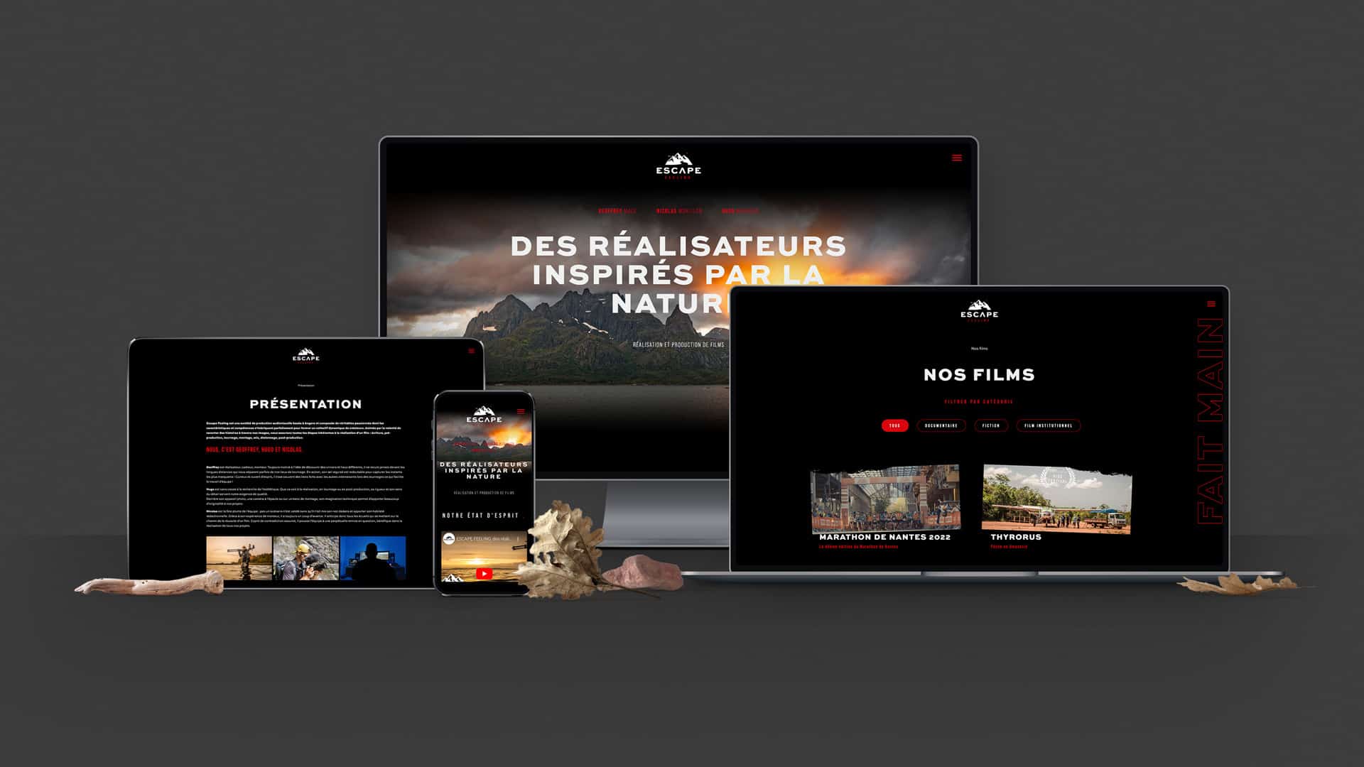 Nouveau site internet d'Escape Feeling sur différents supports dont une version responsive sur téléphone