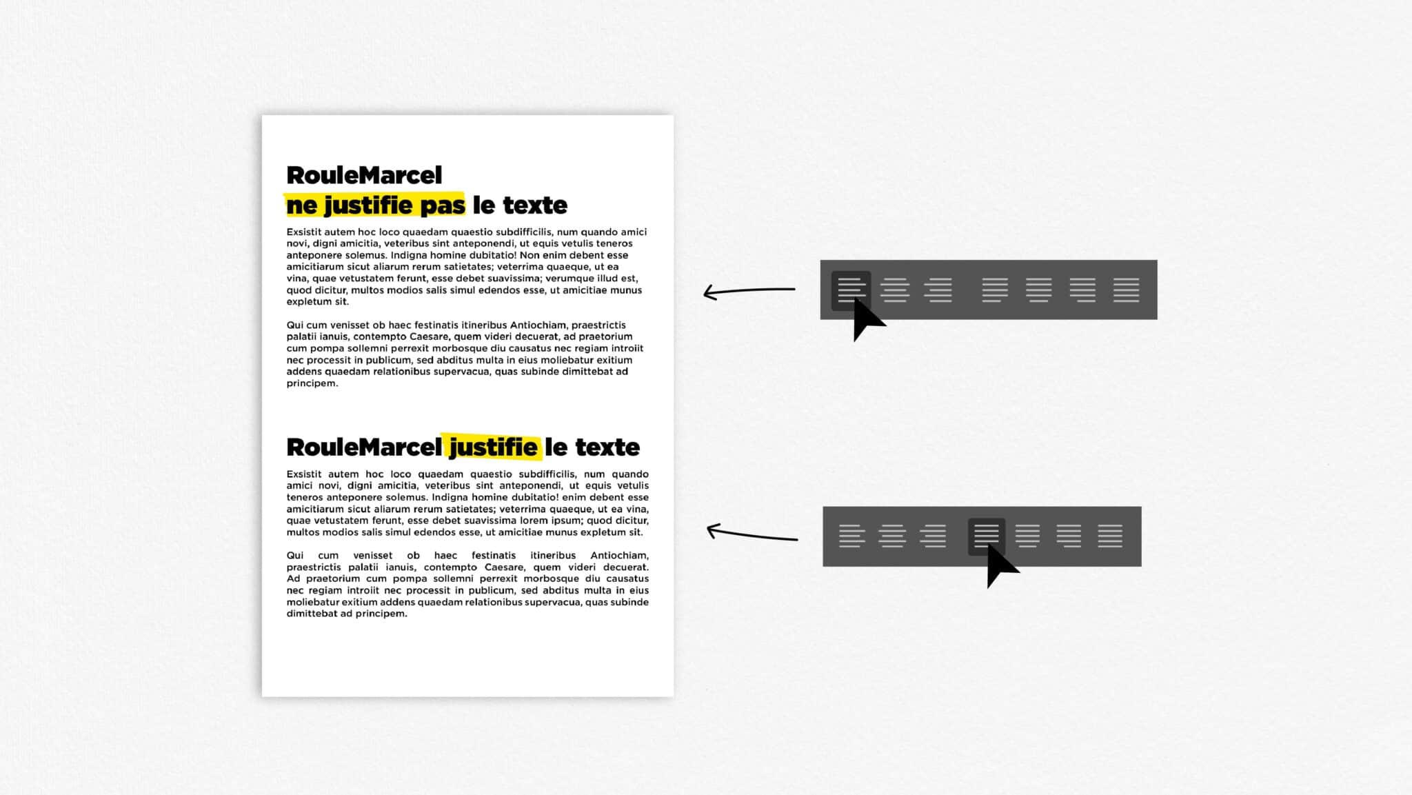 Illustration de comment justifier ou non un texte